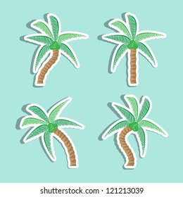 Coconut tree with green pattern vector illustration.