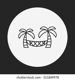 Coconut tree hammock line icon