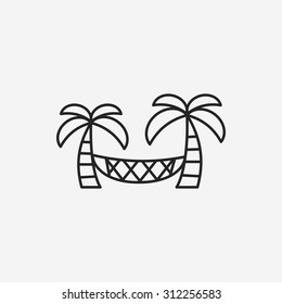 Coconut tree hammock line icon