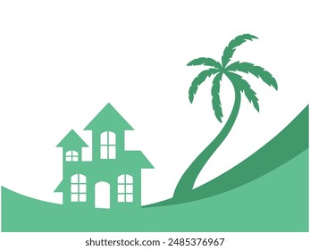 Coconut Tree and House Background