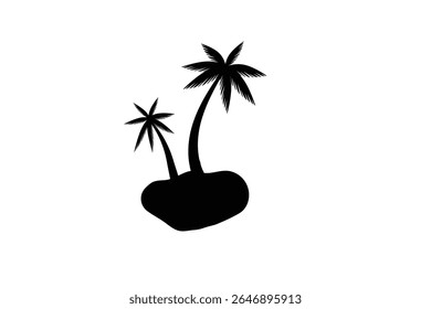 coconut tree  icon black white line art and vector illustrations design 