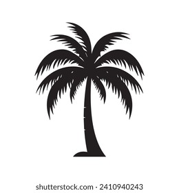 Coconut tree icon. Flat style black on white vector illustration.
