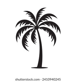 Coconut tree icon. Flat style black on white vector illustration.