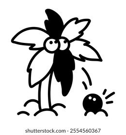 Coconut tree icon in hand drawn style 

