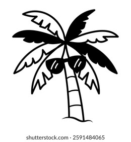 Coconut tree icon in hand drawn style 

