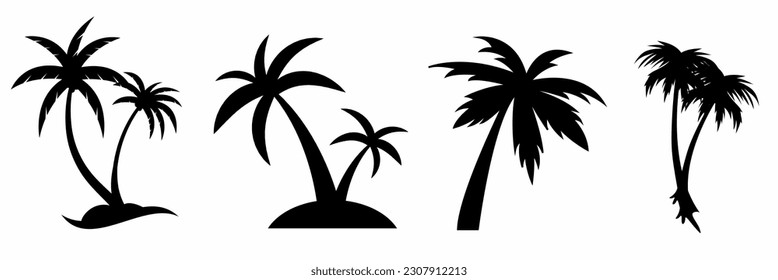Coconut tree icon illustration collection. Vector illustration.