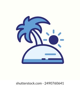coconut tree icon, isolated colored icon theme travel