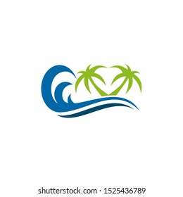 Coconut tree icon logo design vector template