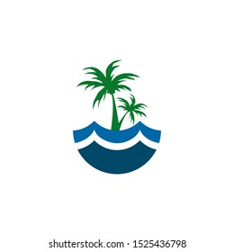 Coconut tree icon logo design vector template