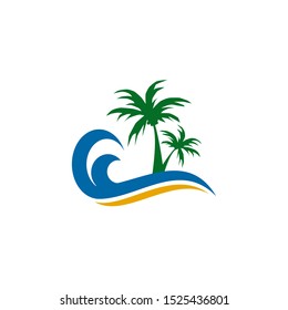 Coconut tree icon logo design vector template