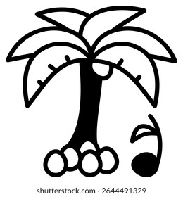ícone de coqueiro com estilo misto e base perfeita de pixel. Adequado para design de site, logotipo, aplicativo e interface do usuário. Baseado no tamanho do ícone em geral, para que ele possa ser reduzido.