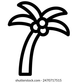 icono de árbol de coco con estilo de contorno