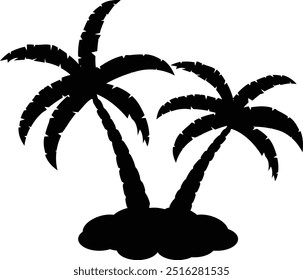 Coconut Tree icon, palm tree icon, set of tree of coconut, Black Palm Trees