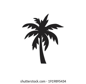 Coconut Tree Icon, Palm Tree Vector Silhouette With Black And White