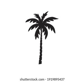 coconut tree icon, palm tree vector silhouette with black and white