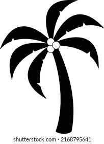 Coconut Tree Icon, Palm Tree Vector Silhouette With Black And White Color Design. Eps 10. 