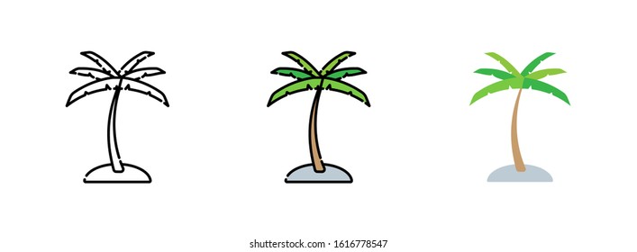 Coconut tree icon set isolated on white background for web design ,travel concept