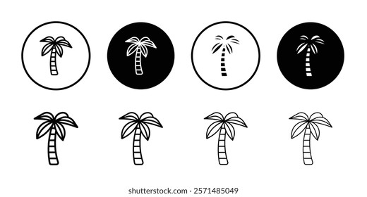 coconut tree icon Simple outline illustration set