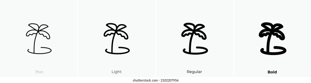 coconut tree icon. Thin, Light Regular And Bold style design isolated on white background