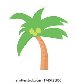 Coconut tree icon vector in flat style. Eps10 vector illustration. Isolated on white background.