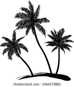 coconut tree icon. vector illustration. black silhouettes isolated on white background