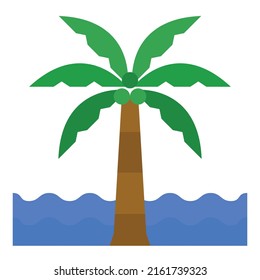 Coconut Tree Icon Vector Illustration, Wood