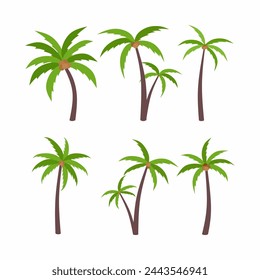 Coconut tree icon vector illustration. Vector icon of palm tree for graphic resource. Coconut palm tree for seascape, beach, desert and landscape