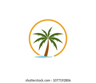 Coconut Tree Icon Vector Logo Template Illustration Design