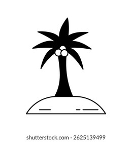 coconut tree icon with white background vector stock illustration