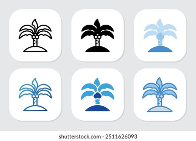 coconut tree icons with various design styles