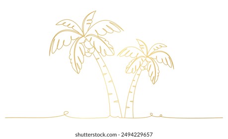 coconut tree illustration with continuous lines
