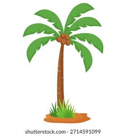 Ilustración de árbol de coco. Diseño de árbol de coco de estilo plano. Palmera temática de verano.