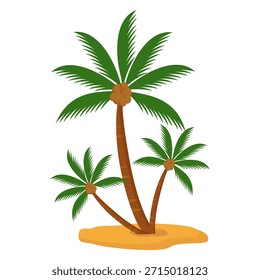 Ilustración de árbol de coco. Diseño de árbol de coco de estilo plano. Palmera temática de verano.
