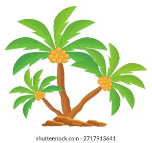 Coconut tree illustration. Flat style coconut tree design. Summer theme palm tree.