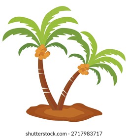 Coconut tree illustration. Flat style coconut tree design. Summer theme palm tree.