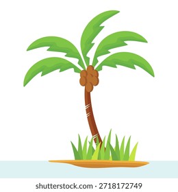 Ilustración de árbol de coco. Diseño de árbol de coco de estilo plano. Palmera temática de verano.