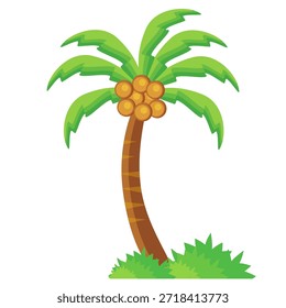 Coconut tree illustration. Flat style coconut tree design. Summer theme palm tree.
