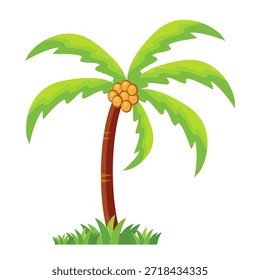 Coconut tree illustration. Flat style coconut tree design. Summer theme palm tree.