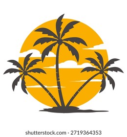 Coconut tree illustration. Flat style coconut tree design. Summer theme palm tree.