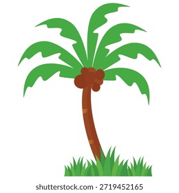 Ilustración de árbol de coco. Diseño de árbol de coco de estilo plano. Palmera temática de verano.