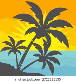Ilustración de árbol de coco. Diseño de árbol de coco de estilo plano. Tema de verano palmera.beach.