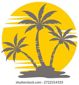 Ilustración de árbol de coco. Diseño de árbol de coco de estilo plano. Tema de verano palmera.beach.