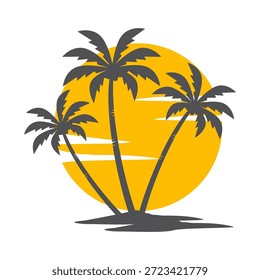 Coconut tree illustration. Flat style coconut tree design. Summer theme palm tree.beach.