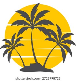 Coconut tree illustration. Flat style coconut tree design. Summer theme palm tree.beach.
