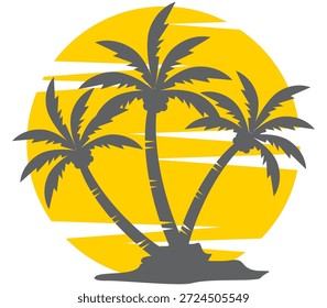 Coconut tree illustration. Flat style coconut tree design. Summer theme palm tree.beach.