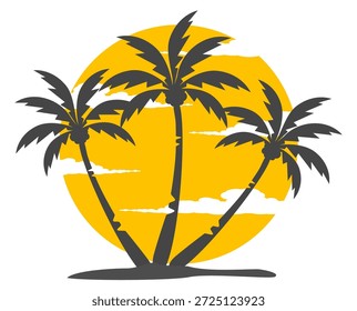 Coconut tree illustration. Flat style coconut tree design. Summer theme palm tree.beach.