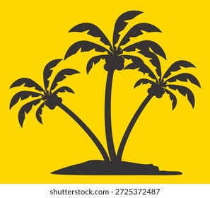 Coconut tree illustration. Flat style coconut tree design. Summer theme palm tree.beach.