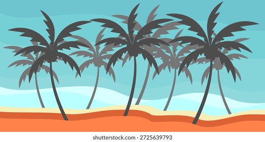 Coconut tree illustration. Flat style coconut tree design. Summer theme palm tree.beach.