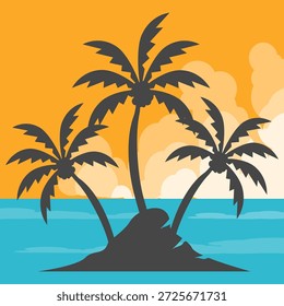 Coconut tree illustration. Flat style coconut tree design. Summer theme palm tree.beach.