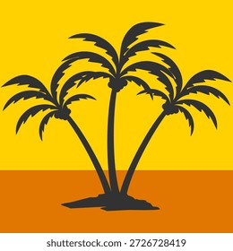 Coconut tree illustration. Flat style coconut tree design. Summer theme palm tree.beach.